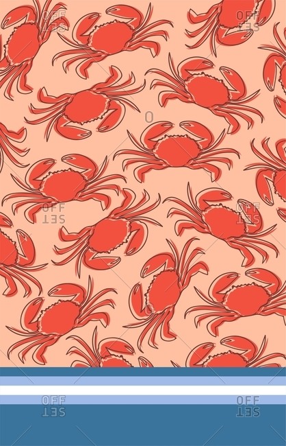 Crab motifs in a tossed layout with a contrasting border