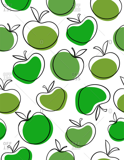 Different sizes of illustrated apples on a white background