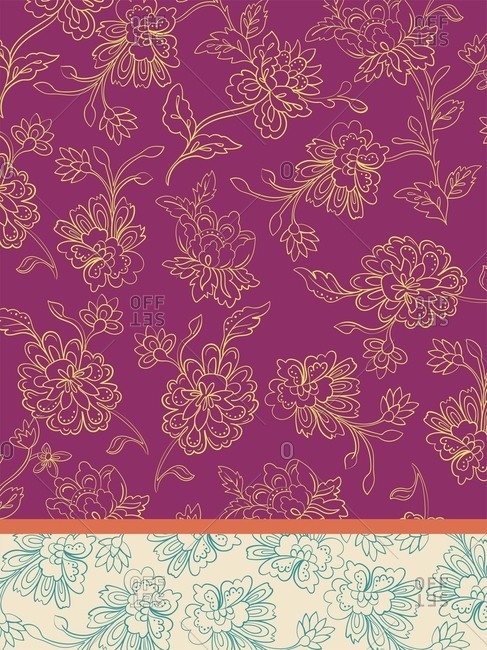 Batik inspired floral motifs with contrasting border