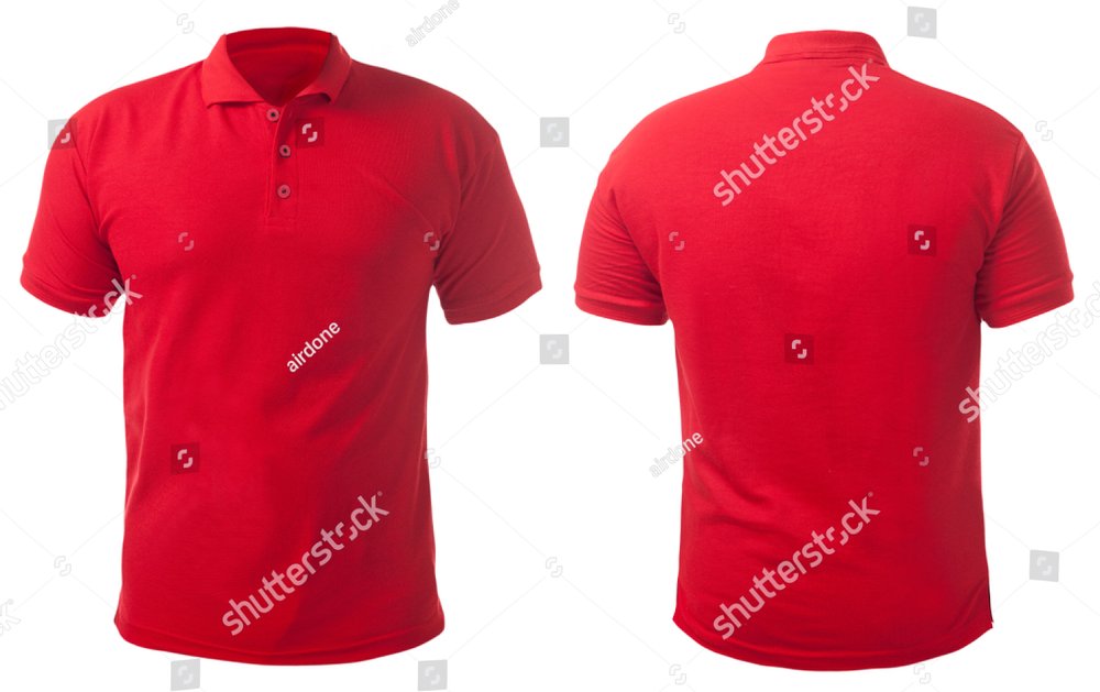 Blank collared shirt mock up template, front and back view, isolated on ...