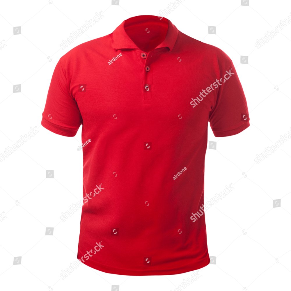 Blank collared shirt mock up template, front view, isolated on white ...