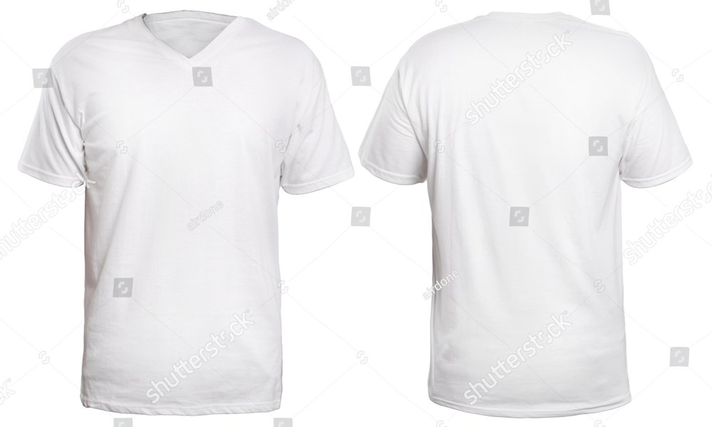Blank v-neck shirt mock up template, front and back view, isolated on ...