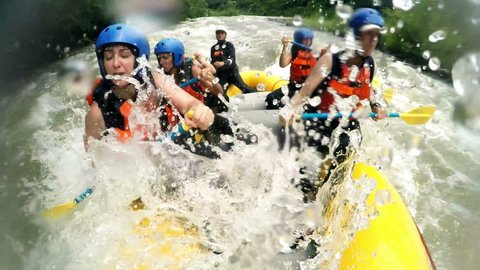 Immersive Shot Of Rough Whitewater Rafting Trip From Onboard Camera Slow Motion 120Fps