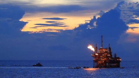 Industial Indonesia's offshore oil drilling.