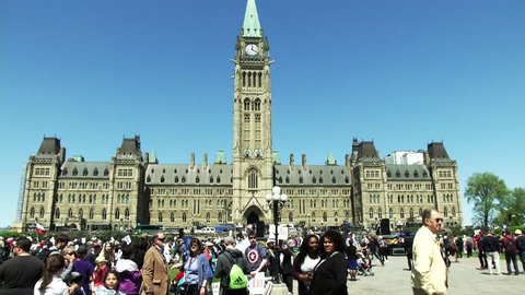 Ottawa, Canada - May 2015 - Protestors gather on Parliament Hill for March for Life the nation's largest pro-life rally.