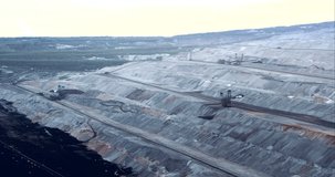 Giant Brown Coal Mine with Bucket Wheel Excavator. Shoot on Digital Cinema Camera in 4k - ProRes 422 codec.