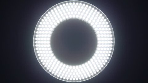 Circle led panel with different versions of the glow on black background