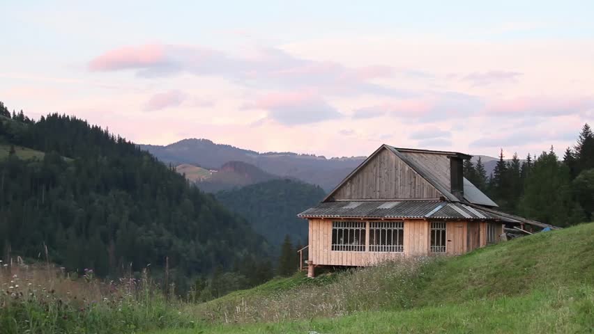 Mountain landscape at cloudy evening