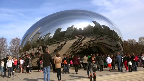 CHICAGO - APRIL 17:
Crowd tourists at the Cloud Gate sculpture in the Millennium Park. Time Lapse
April 17, 2015 in Chicago, Illinois, USA