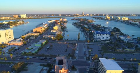 Aerial video waterfront homes Clearwater Florida USA