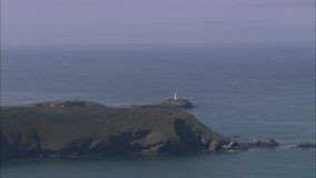 AERIAL United Kingdom-Cornish Coastline 2005: Godrevy Island and lighthouse