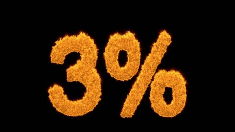 3 percent in flaming golden numerals