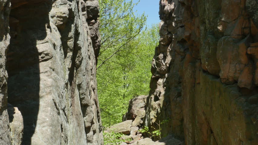 Split Rock Cliff Blue Sky Forest
