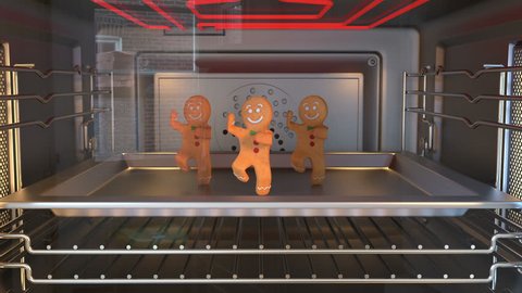 Gingerbread man Dancers. Cozy Light. 3D animation of funny, hot and sweet cookie boy dancing for holiday and kid event, show, VJ, party, music, website, banner, dvd 