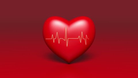4k Heart beat cardiogram with red heart background,heart monitor EKG electrocardiogram pulse. cg_04067_4k