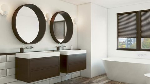 Modern Bathroom Interior Design. 3D rendering.  