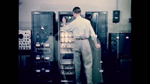 CIRCA - 1954 - Ground components are shown as well as an animated Atlas Intercontinental Ballistic Missile guidance station.