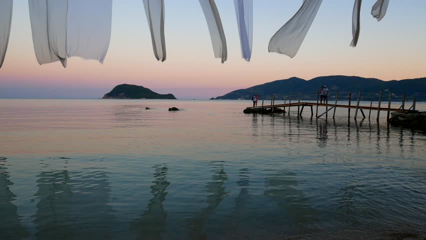 Calm sunset with soft breeze from Cameo Island, Zakynthos, Greece