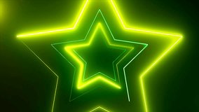 Abstract digital background with neon stars. CG animation 3d rendering. Seamless loop