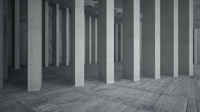 Abstract concrete interior with future columns and decor in the form of stars. Architectural background. 3D animation and rendering | Shutterstock HD Video #1006622143