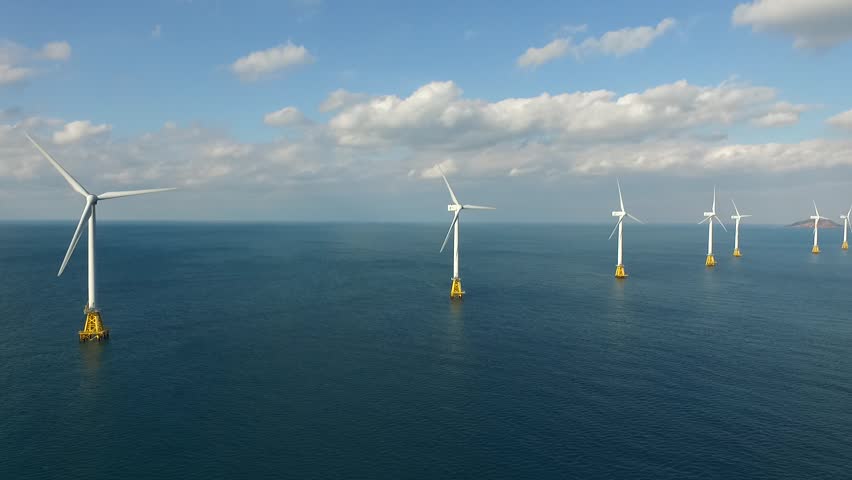 Offshore wind turbines, Jeju island, South Korea Royalty-Free Stock Footage #1006622389
