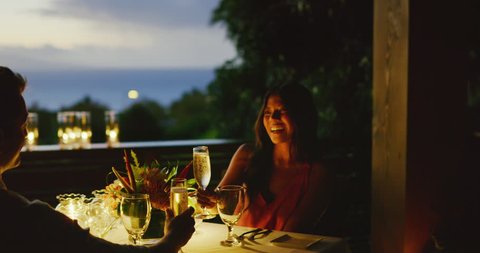 Couple enjoying romantic candle light dinner