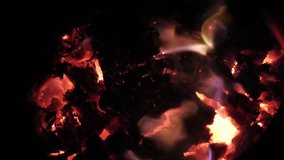 1920x1080 50 Fps. Very Nice Burning Yellow Red Fire Wood on Black Background Video