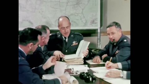 CIRCA 1962 - USAF officers hold a meeting about the construction of ICBMs.