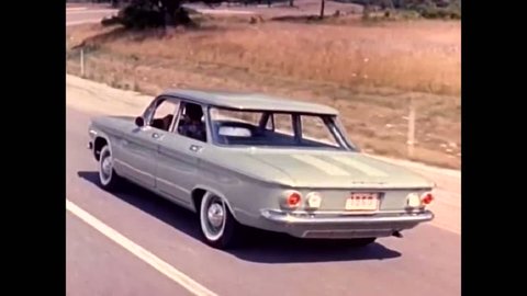CIRCA 1950s - A promotional film for the Chevrolet Corvair.