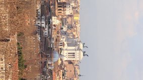 Vertical video. From the Janiculum Hill (Gianicolo). Zoom. Rome, Italy. Time Lapse 