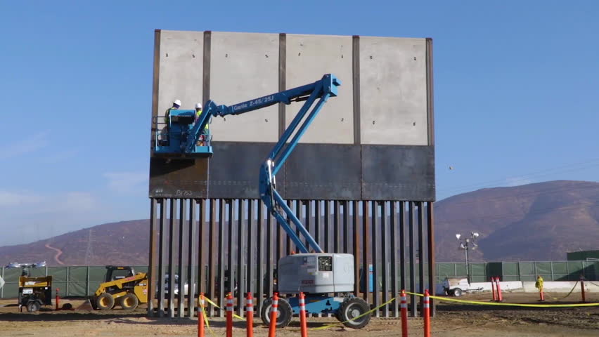CIRCA 2010s - Trump border wall prototypes are built and tested along the U.S. Mexico border.