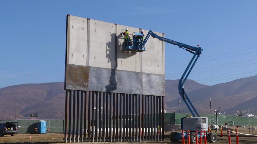 CIRCA 2010s - Trump border wall prototypes are built and tested along the U.S. Mexico border.