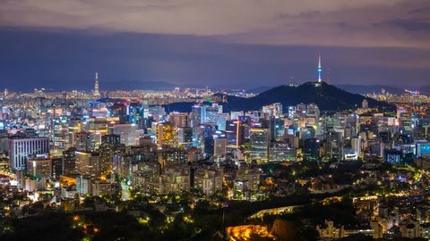 Time Lapse Day Night Skyline Seoul Stock Footage Video (100% Royalty ...