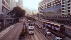 Hong Kong,,Street traffic in Central district , 4K video timelapse,Hong Kong.