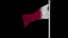 Qatar flag flying in the wind. HD quality.It can be used any kind of video.Background is black.It can be blend with your background.