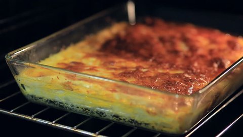 Lasagna is cooked in the oven. homemade food