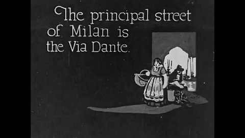 CIRCA 1923 - The Via Dante in Milan and the canals in Venice, in Italy.