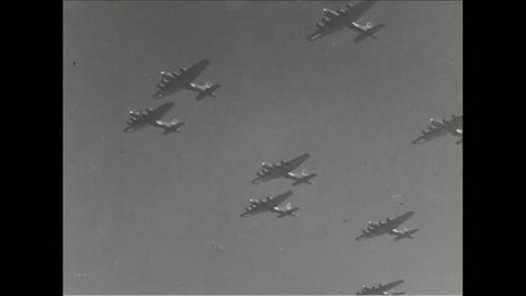 CIRCA 1943 - The US Army Air Force bombs a Japanese base.