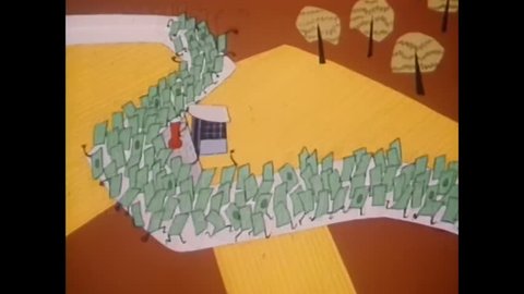 CIRCA 1954 - A cartoon is used to show what our federal, state, and local taxes help pay for.