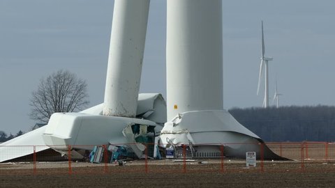 Wind Energy Farm Turbine Destroyed Collapsed Stock Footage Video (100% ...