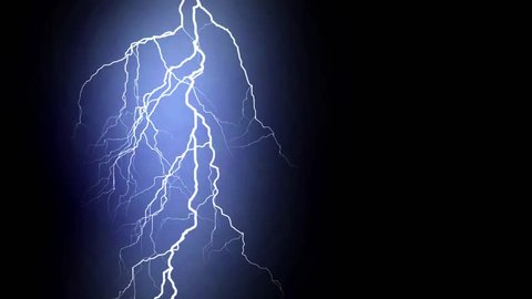 10 Realistic lightning strikes over black background. Thunderstorm with flashing lightning thunderbolt 