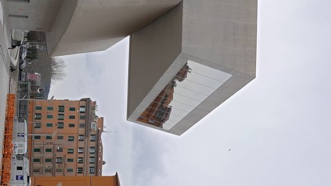 Vertical video. Balcony. MAXXI. Rome, Italy - February 21, 2015: is a national museum of contemporary art and architecture