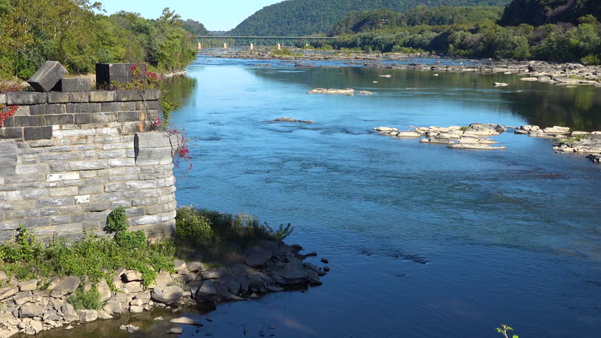 HARPERS FERRY, WEST VIRGINIA - CIRCA 2010s - The Potomac and Shenandoah Rivers meet near Harpers Ferry, West Virginia.