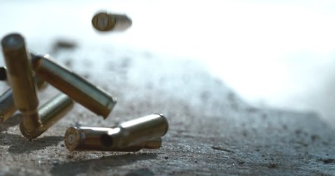Bullet casings falling to the floor in slow motion shot on Phantom Flex 4K at 1000fps
