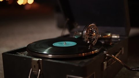 Turntable Vinyl Record Player On Background Stock Photo 701214166