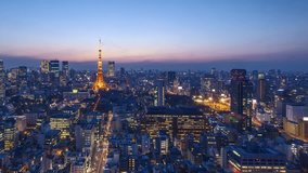 4k time lapse of night to day sunrise scene at Tokyo city CBD skyline. Zoom in - Powered by Shutterstock - Get 15% off with code: PIKWIZARD15