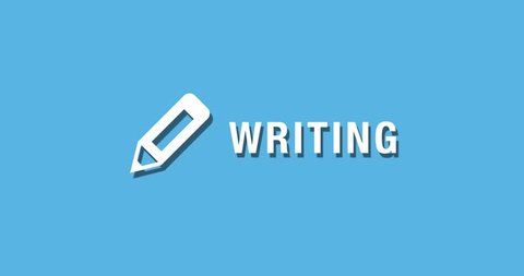 Flat animated motion graphic drop down icon of writing in two style