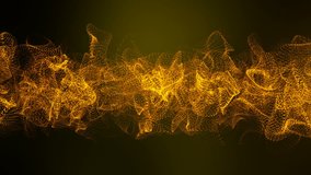 Abstract background with gold particles waving. Seamless loop