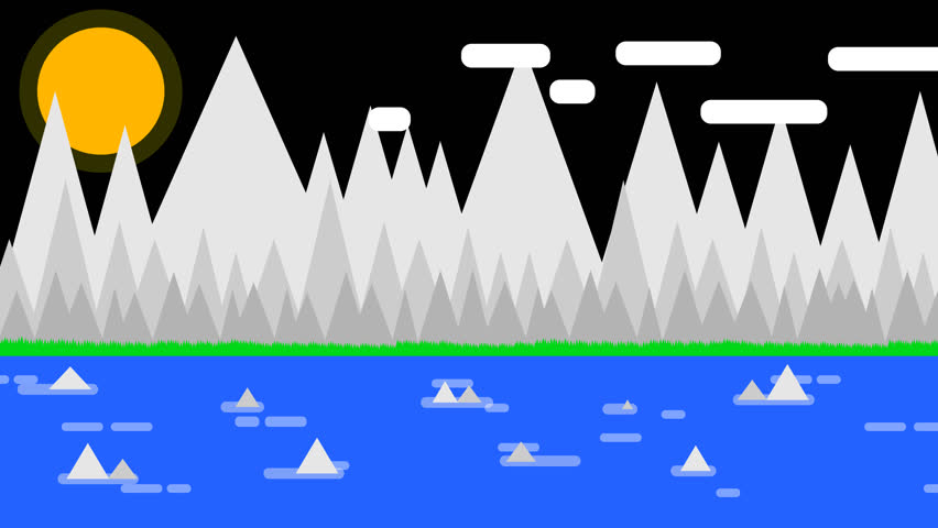mouintains landscape, animation of mountains backround with transparent backwards