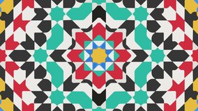 Coloured arabesque kaleidoscope sequence patterns. Seamless loops